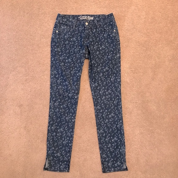 Old Navy Denim - Old Navy Rockstar Floral Print Skinny Jeans Womens Size 4 Denim Blue Altered
